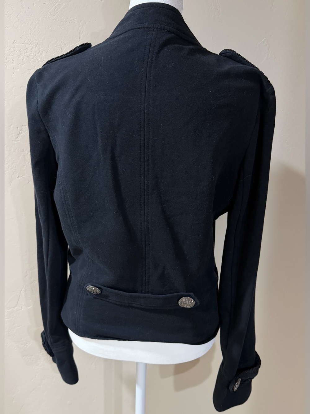 Express Black Military Band Jacket / Crested Button Fleece Blazer - Picture 3 of 6